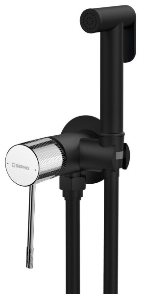 SAPHO - SOLARIS podomítková bidetová baterie se Stop sprškou, kulatá, černá mat/chrom WD040BC