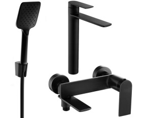 MEXEN - Zero SET umyvadlová + vanová baterie s příslušenstvím R62, černá 71113R62-70