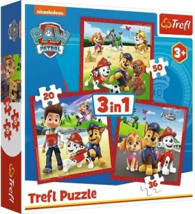 Trefl - Puzzle - Tlapková patrola: Veselí pejsci 3v1