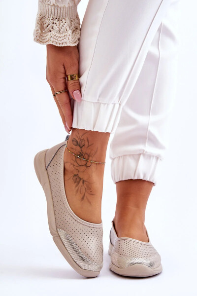 Kožené dámské prolamované baleríny Béžová Lucy 37