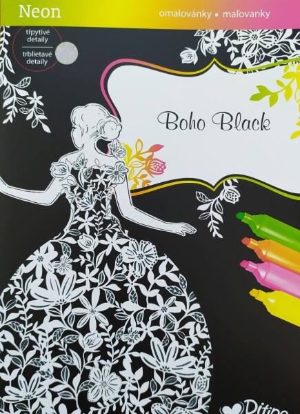 Antistresové omalovánky Ditipo Ditipo, 7231001, Třpytivé malování, Boho black