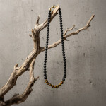 Pánský náhrdelník Sebastien - lávový kámen, tygří oko, Černá 70 cm