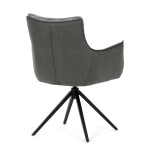 Židle jídelní, šedá látka, 360° vratný mechanismus, černý kov