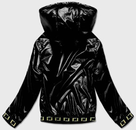 Krátká černá dámská bunda kapucí (B9787-1) černá