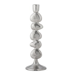 Bloomingville Kovový svícen Metina Silver 28,5 cm, stříbrná barva, kov