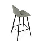 Židle barová, zelená látka, čtyřnohá kovová podnož, černý mat