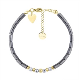 Dámský náramek Valérie Gold - chirurgická ocel, hematit, Zlatá 17 cm + 3 cm (prodloužení)