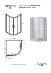 BESCO - Čtvrtkruhový sprchový kout MODERN 165 - Barva rámu - Chrom/Leštěný hliník (ALU), Rozměr A - 80, Rozměr B - 80, Rozměr C - 165, Směr zavírání - Univerzální Levé / Pravé, Výplň - Brick bezpečnostní sklo - 6 mm‌ BD80CTVRT65CF