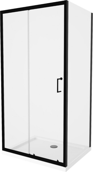 MEXEN/S - Apia Sprchový kout 90x70, transparent, černá + vanička se sifonem 840-090-070-70-00-4010B