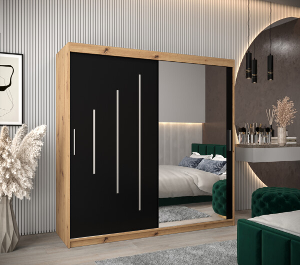 Šatní skříň Abi Y2 Barva korpusu: Dub artisan, Rozměry: 200 cm, Dveře: Černá