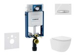 GEBERIT - Kombifix Set předstěnové instalace, kompaktního klozetu Oudee Vortex a sedátka softclose, tlačítko Sigma50, chrom/alpská bílá SANI15CA3138