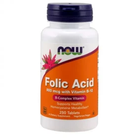 Kyselina listová 800 mcg s Vitamínem B-12 - NOW Foods (250 tab.) (35788-1-250tab)