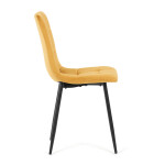 Židle jídelní, žlutá sametová látka, nohy černý kov