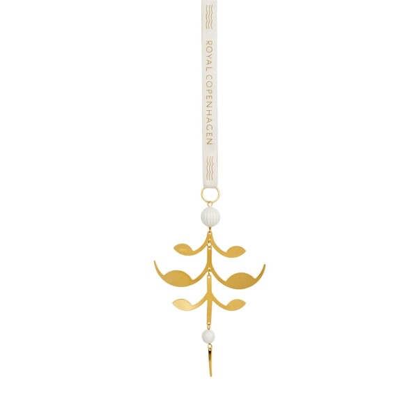 Royal Copenhagen Pozlacená vánoční ozdoba Palmetto 12 cm, zlatá barva, kov