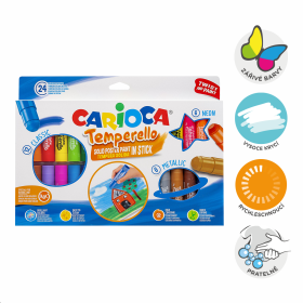 Carioca temperové barvy v tyčince, 24 ks, mix barev