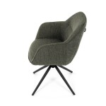 Židle jídelní a konferenční, zelená látka, černé kovové nohy, otočný mechanismus