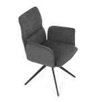 Židle jídelní, šedá látka, 360° vratný mechanismus, černý kov
