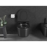 MEXEN/S - Sofia Závěsná WC mísa Rimless Tornado včetně sedátka s slow slim, duroplast, černá mat 30540185T