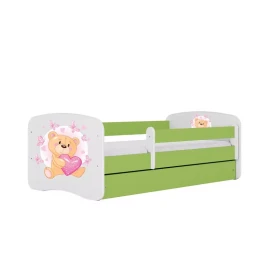 Dětská postel Babydreams+SZ zelená 70x140 Medvídek s motýlky