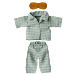 Maileg Pyžamový set pro myšky Maileg Dad Mint / Sand, zelená barva, textil