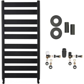 CERANO Koupelnový radiátorový set Marco - ústřední vytápění - boční připojení - 816W - černá matná - 1125x550 mm