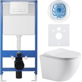 CERANO Kompletní WC set Profi/Cesso - bílá matná - WC tlačítko Slim/Bílá - předstěnová instalace - 49x36 cm - 8050BD25