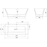 MEXEN/S - Velo Slim volně stojící vana 170 x 75, bílá/černá, sifon a přepad zlatá kartáčovaná 52811707575-55