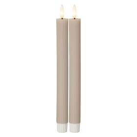 STAR TRADING LED svíčka Flamme Stripe Beige – set 2 ks, béžová barva, plast, vosk