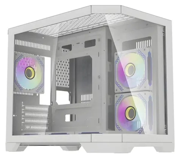 DarkFlash FT418 bílá / PC skříň / mATX / ITX / 6x ARGB 120mm / průhledná bočnice / bez zdroje (FT418 White)