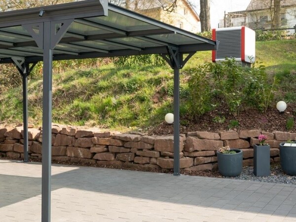 Hliníkový přístřešek (carport) – Helsinki (d. 503 × š. 305 × v. 232 cm), antracit 3,05, 5,03, Hliník