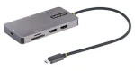 StarTech USB-C Multiport adaptér šedá / USB-C na 2x HDMI / 4K 60Hz / USB-A / Ethernet / čtečka karet (120B-USBC-MULTIPORT)