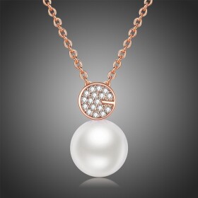Náhrdelník Swarovski Elements s perlou Gioaccino, Bílá/čirá 40 cm + 5 cm (prodloužení)