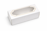 Cake star Krabička na makronky bílá se zlatým rámečkem 15,5x6,5x5,2 cm (na 5 kusů)