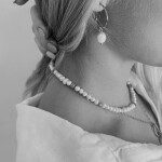 Náušnice s perlou Lyra, chirurgická ocel, Stříbrná Bílá
