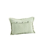 MADAM STOLTZ Bavlněný povlak na polštář Embroidered Sage 30 x 45 cm, zelená barva, textil