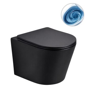 CERANO WC závěsné Hugo, Vortex - vírové splachování + Slim/SoftClose sedátko - černá matná - 53x36 cm