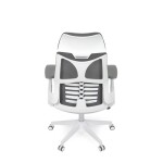 Židle kancelářská, tmavě šedá síťovina MESH, bílý plast, plastový kříž