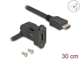 Delock Adaptér HDMI (F) - HDMI (M) černá / zabudovatelný / 45° / 0,3 m / 8K (67157)