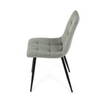 Židle jídelní, zelená látka, čtyřnohá kovová podnož, černý mat