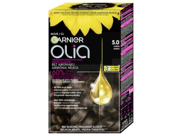 Garnier Olia permanentní barva na vlasy 5.0 Hnědá, 60+60+54ml