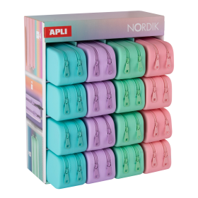 APLI silikonový penál NORDIK, 2 kapsy, displej, 16 ks, mix barev