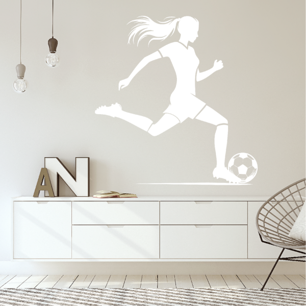 Samolepka Fotbalistka Barva: bílá, Velikost: 80 x 84 cm
