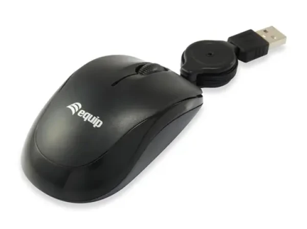 Equip Cestovní myš s vysouvacím kabelem / Myš / USB-A / 1000 DPI / 3 tlačítka / oboustranná / černá (245103)