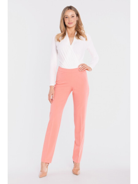 Cigaretové kalhoty S433 lososově růžové - Stylove L