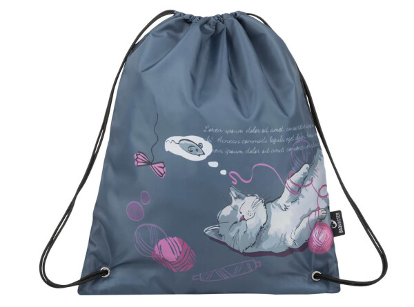 Bagmaster SÁČEK GALAXY 9 A školní na přezůvky / tělocvik - kočka s klubíčky Fialová 1.2 l 180455