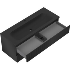 MEXEN/S - Rivel koupelnová skříňka 120 cm s umyvadlem Vela, 2 zásuvky, reliéf , černá mat 91A20-12047-2-BFF71-W23M71