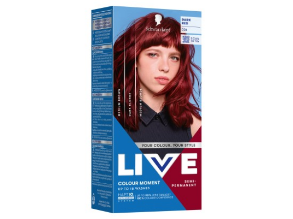 Schwarzkopf Live Ultra Brights semi-permanentní barva na vlasy 026 Temná červená 50ml