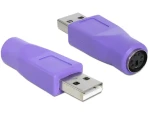 Delock USB-A (M) - PS/2 (F) fialová / Adaptér / Pro PS/2 myš a klávesnici (65461)