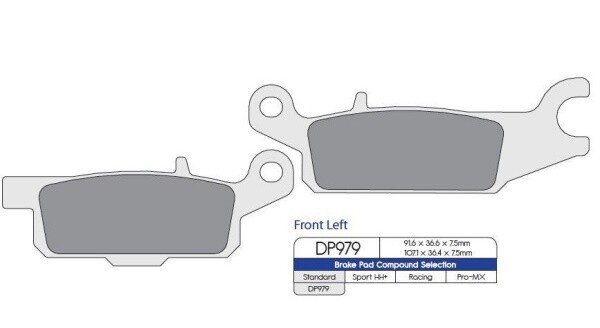 DP Brakes Brzdové destičky na Yamaha Raptor 250 2008-2013 Brzdové desky: Přední levá