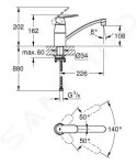 GROHE - Eurosmart Cosmopolitan Dřezová baterie, sklopná pod od okno, chrom 31170000